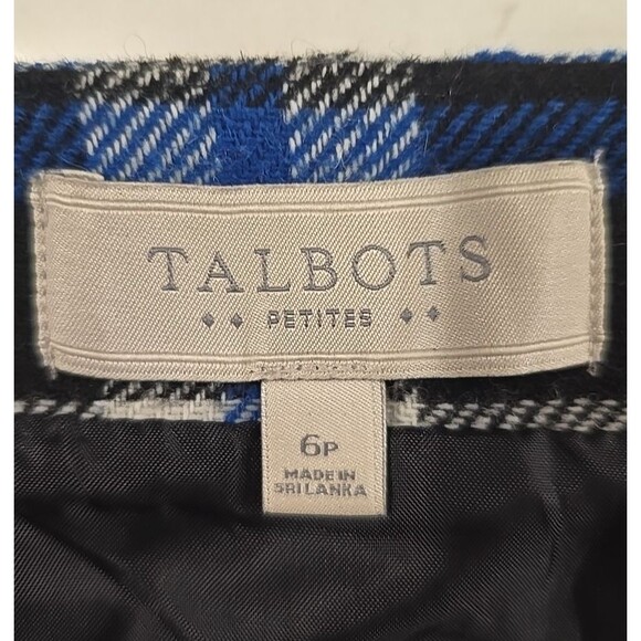 Classic Wool Blend Plaid Mini Skirt Womens 6P Blue Black Academia Tartan Preppy - Picture 6 of 8